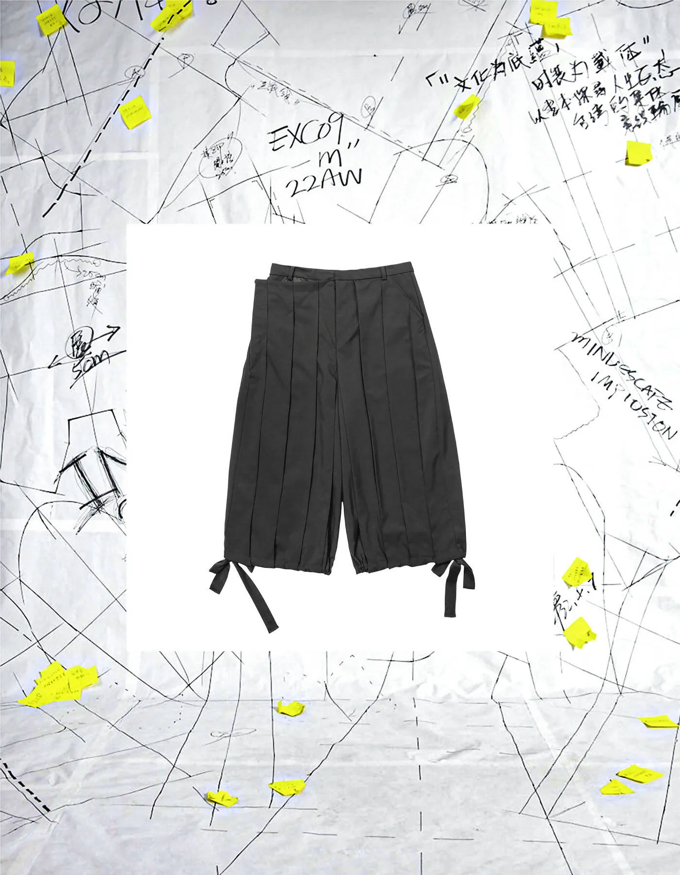 Deconstructed Pleated Wide-Leg Shorts