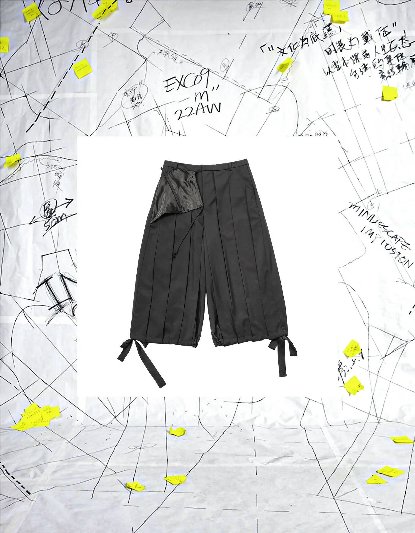 Deconstructed Pleated Wide-Leg Shorts
