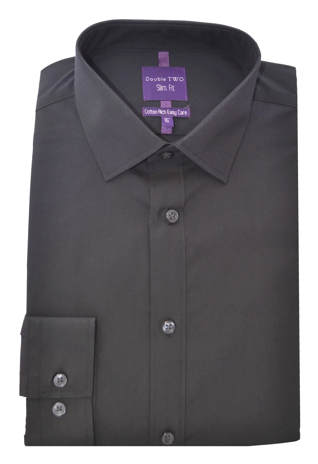 Double Two Slim Fit Long Sleeved Non Iron Cotton Rich Shirts (4500) Size 14.5 - 18