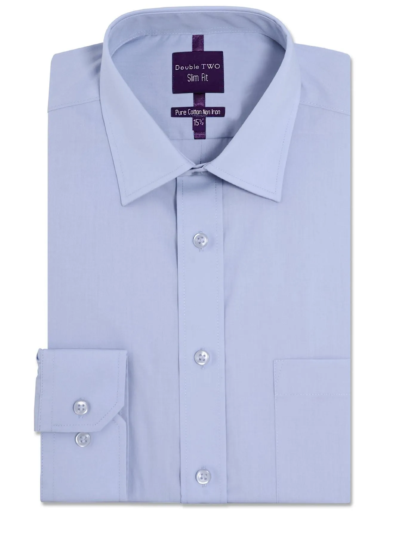 Double Two Slim Fit Long Sleeved Non Iron Cotton Rich Shirts (4500) Size 14.5 - 18