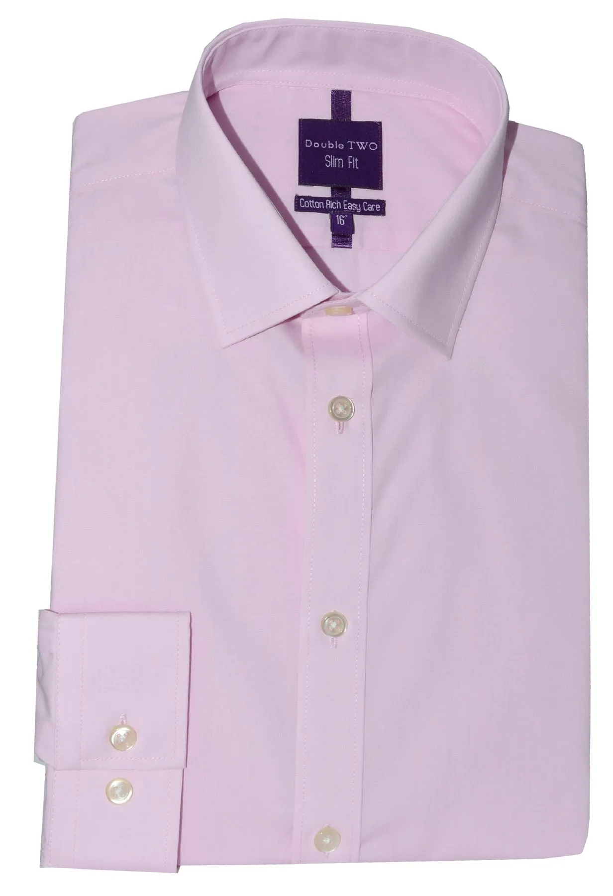 Double Two Slim Fit Long Sleeved Non Iron Cotton Rich Shirts (4500) Size 14.5 - 18