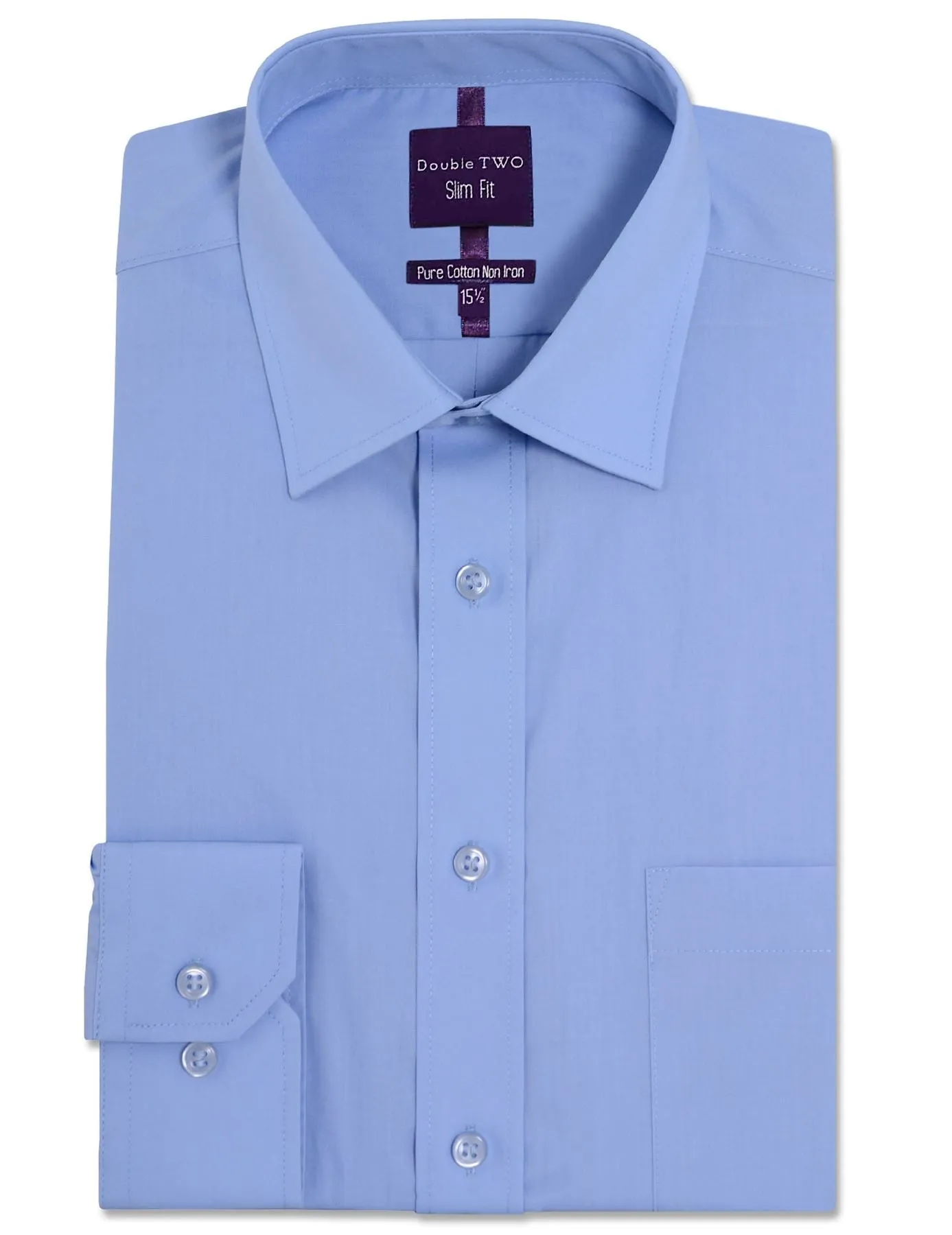Double Two Slim Fit Long Sleeved Non Iron Cotton Rich Shirts (4500) Size 14.5 - 18