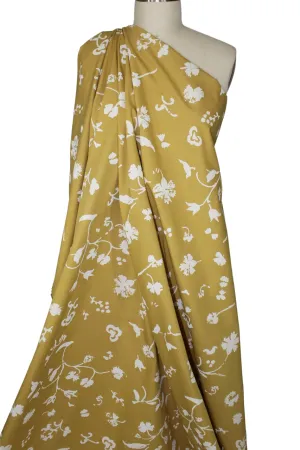 Dutch Organic "Negative Print" Floral Cotton Shirt Weight - Mustard/White