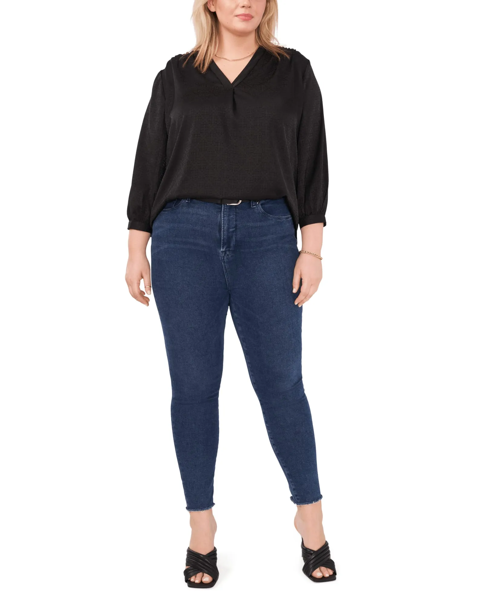 Eliana Jacquard Blouse | RICH BLACK