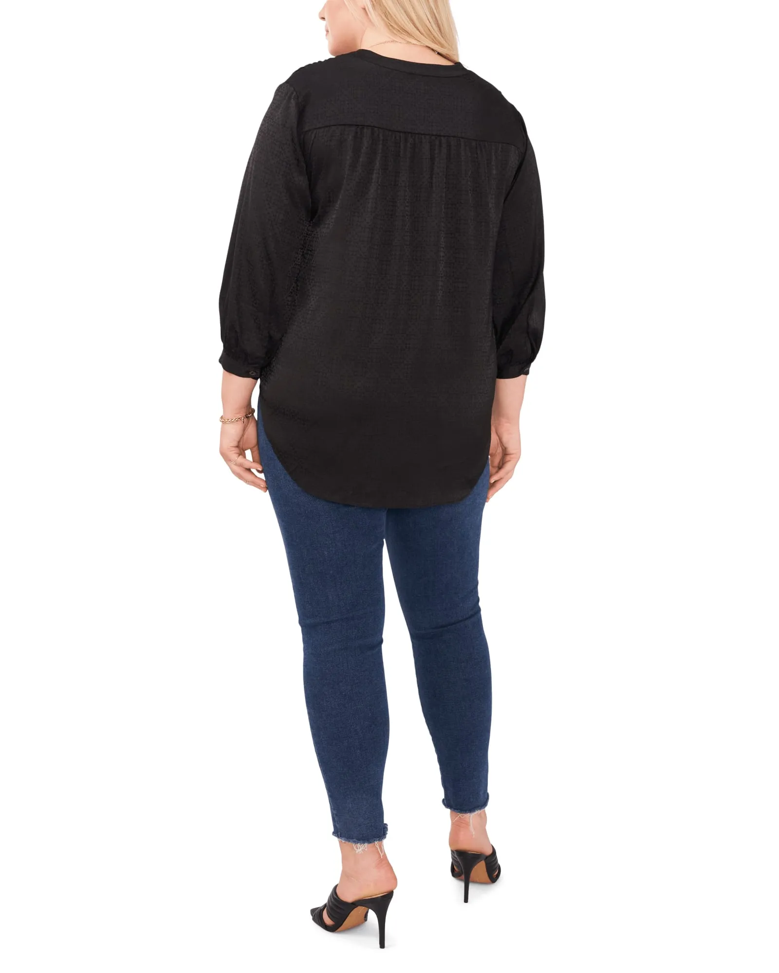 Eliana Jacquard Blouse | RICH BLACK