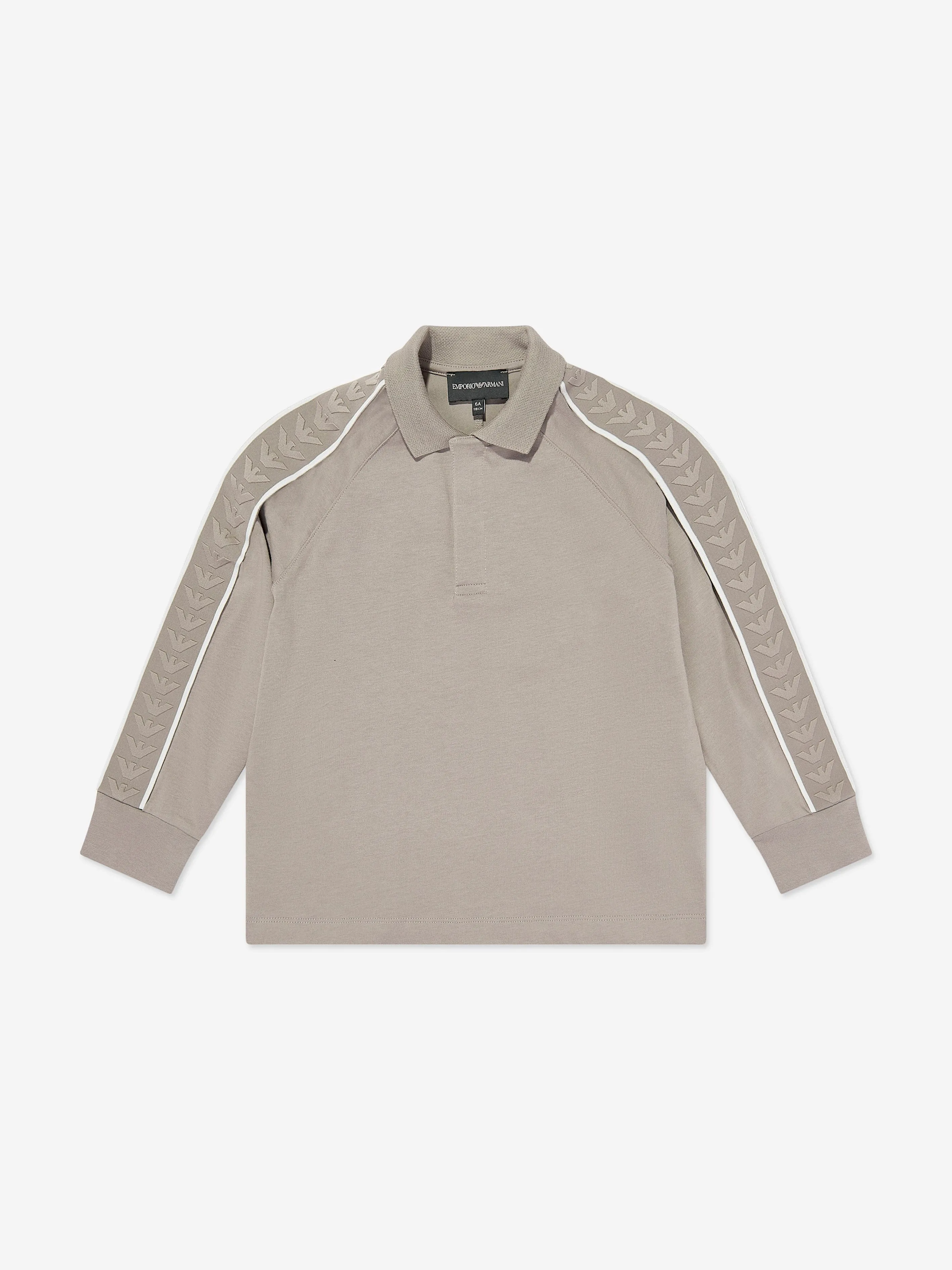 Emporio Armani Boys Long Sleeve Polo Shirt in Beige