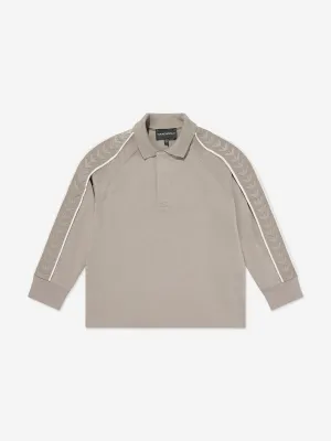 Emporio Armani Boys Long Sleeve Polo Shirt in Beige