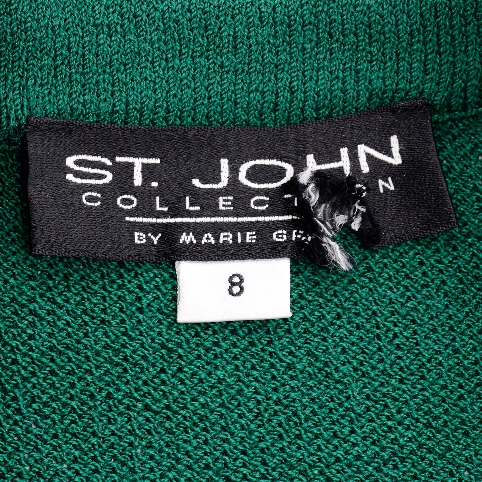 Green Santana Knit St John Blazer Jacket w Tiger Brooch