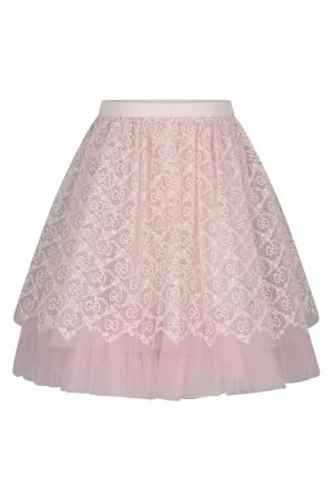 Gucci Girls light tulle GG embroidered skirt