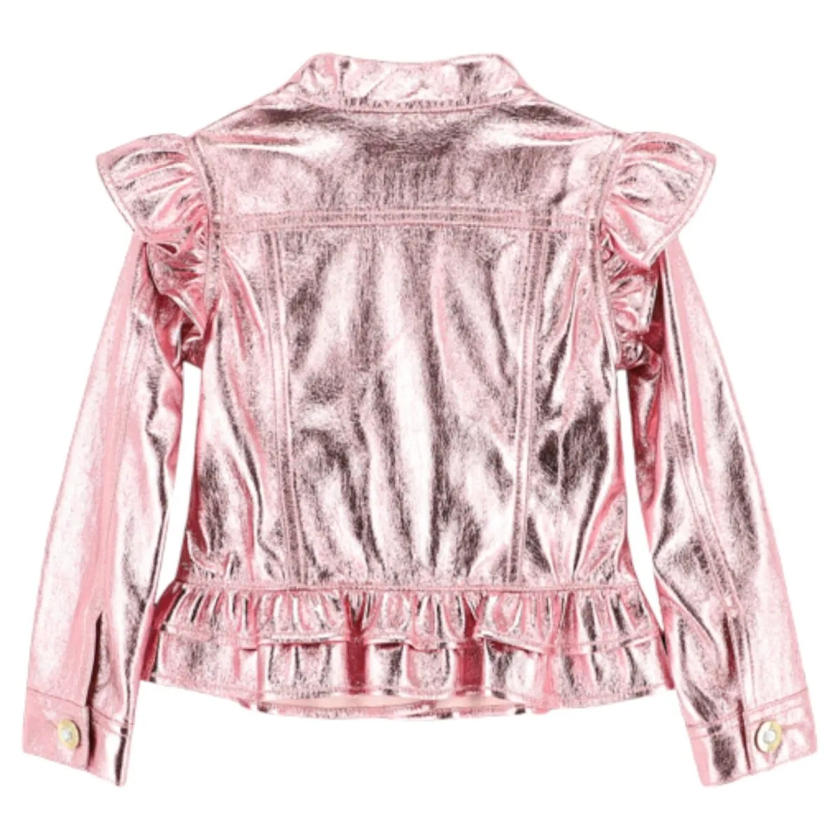 INDIGO METALLIC RUFFLE SHOULDER JACKET