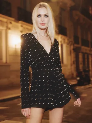 'IRIS' EMBELLISHED TAILORED PLAYSUIT BLACK