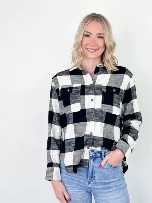 Kris - Black Plaid Button Down