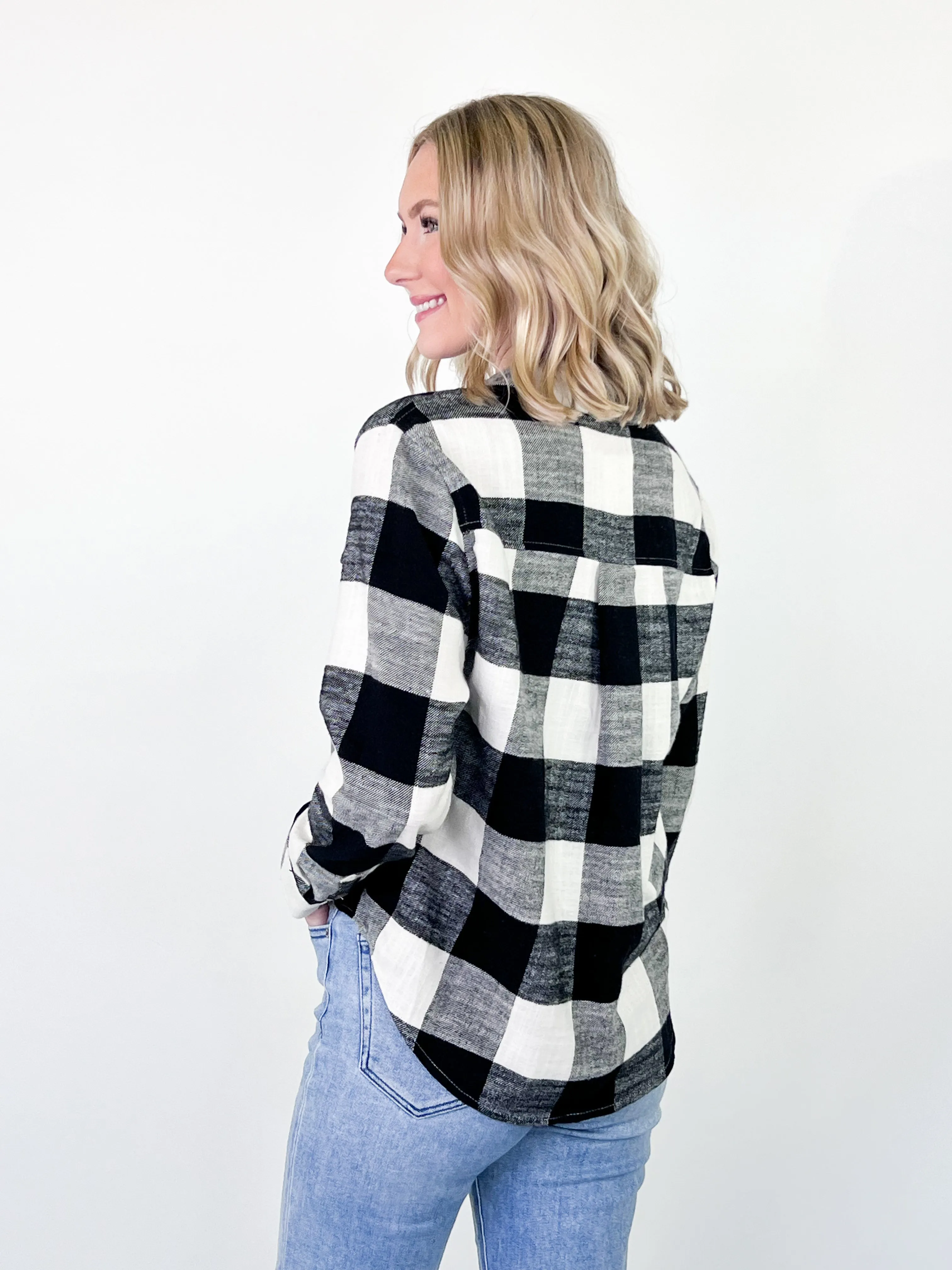 Kris - Black Plaid Button Down