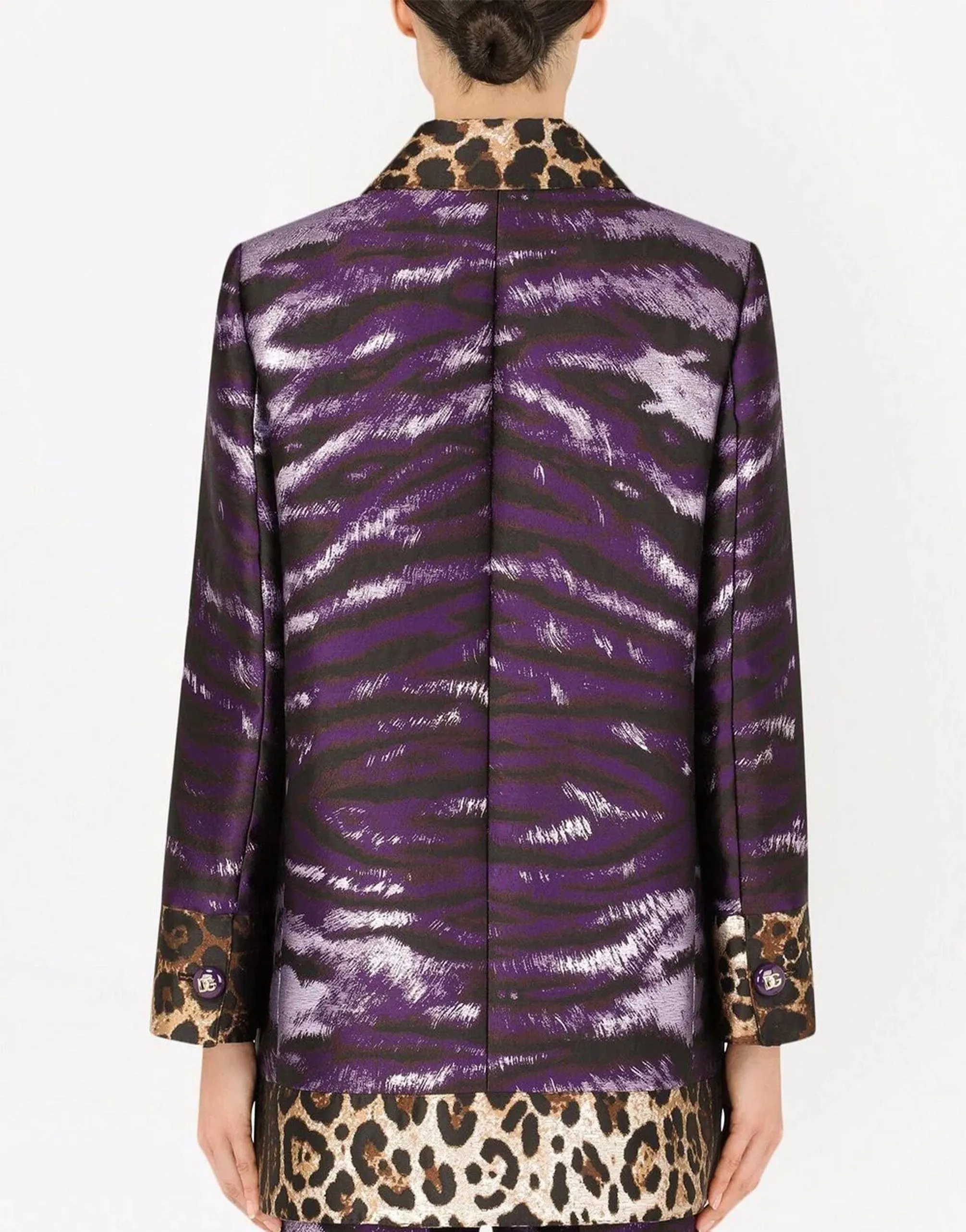 Lamé Jacquard Jacket With Tiger Print