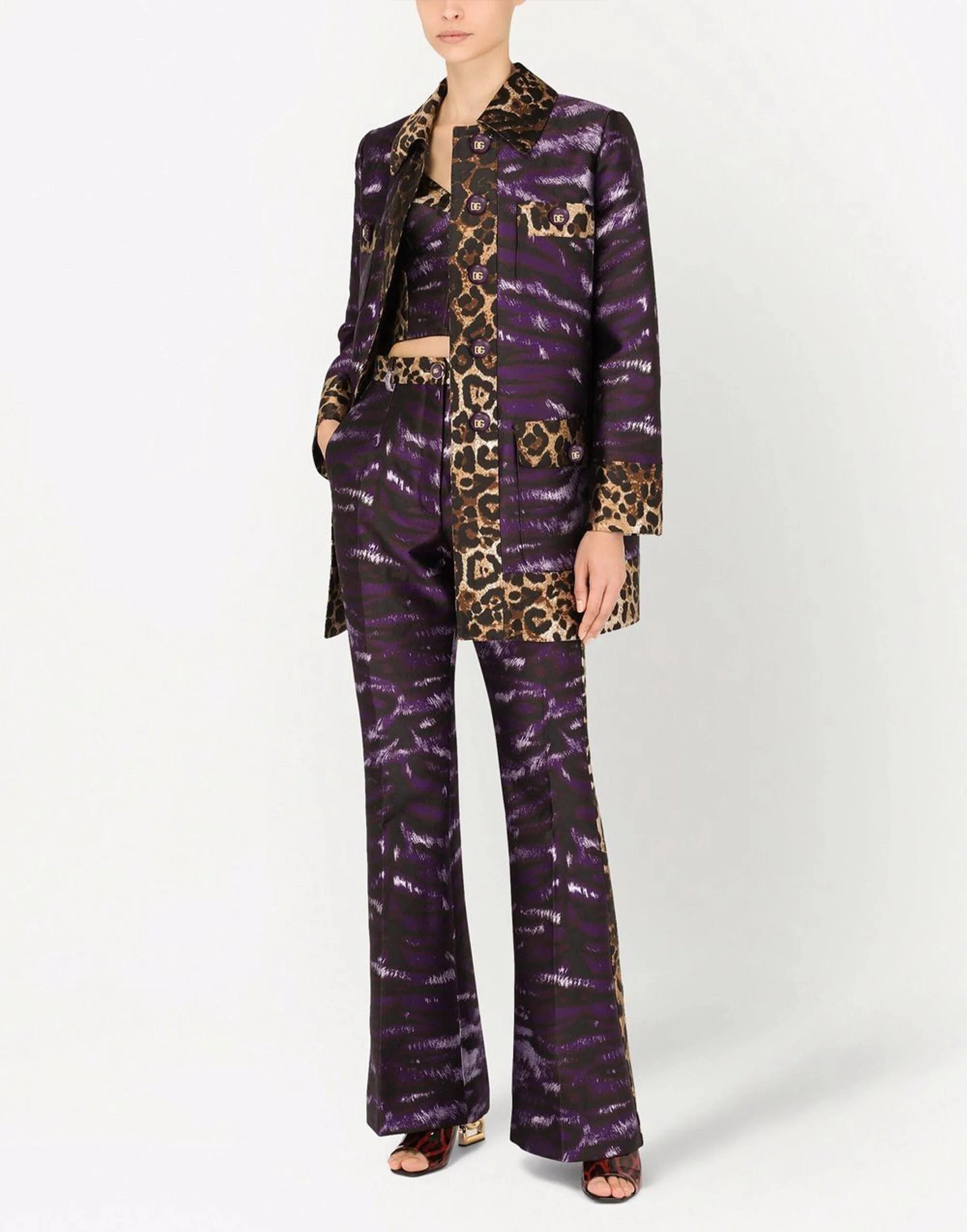 Lamé Jacquard Jacket With Tiger Print