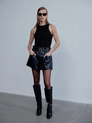 Louis Vegan Leather Shorts