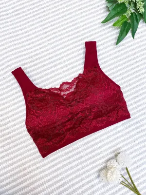 #M398 Front Lace Bralette (Burgundy)
