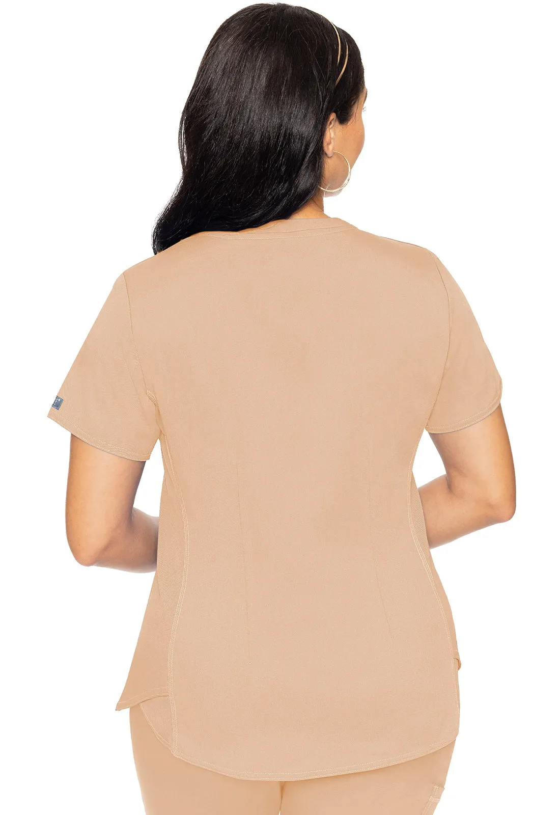 Med Couture Touch V-Neck Shirttail Racerback Top  XS-3XL /  Apricot Sorbet