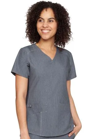 Med Couture V-Neck Shirttail Racerback Top XS-3XL  / SLATE