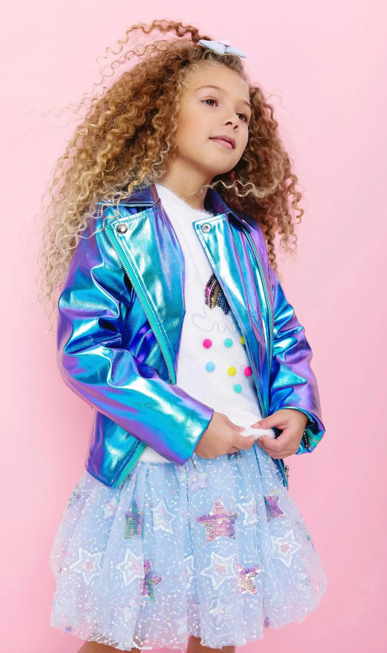 Metallic Rainbow Sky Moto Jacket