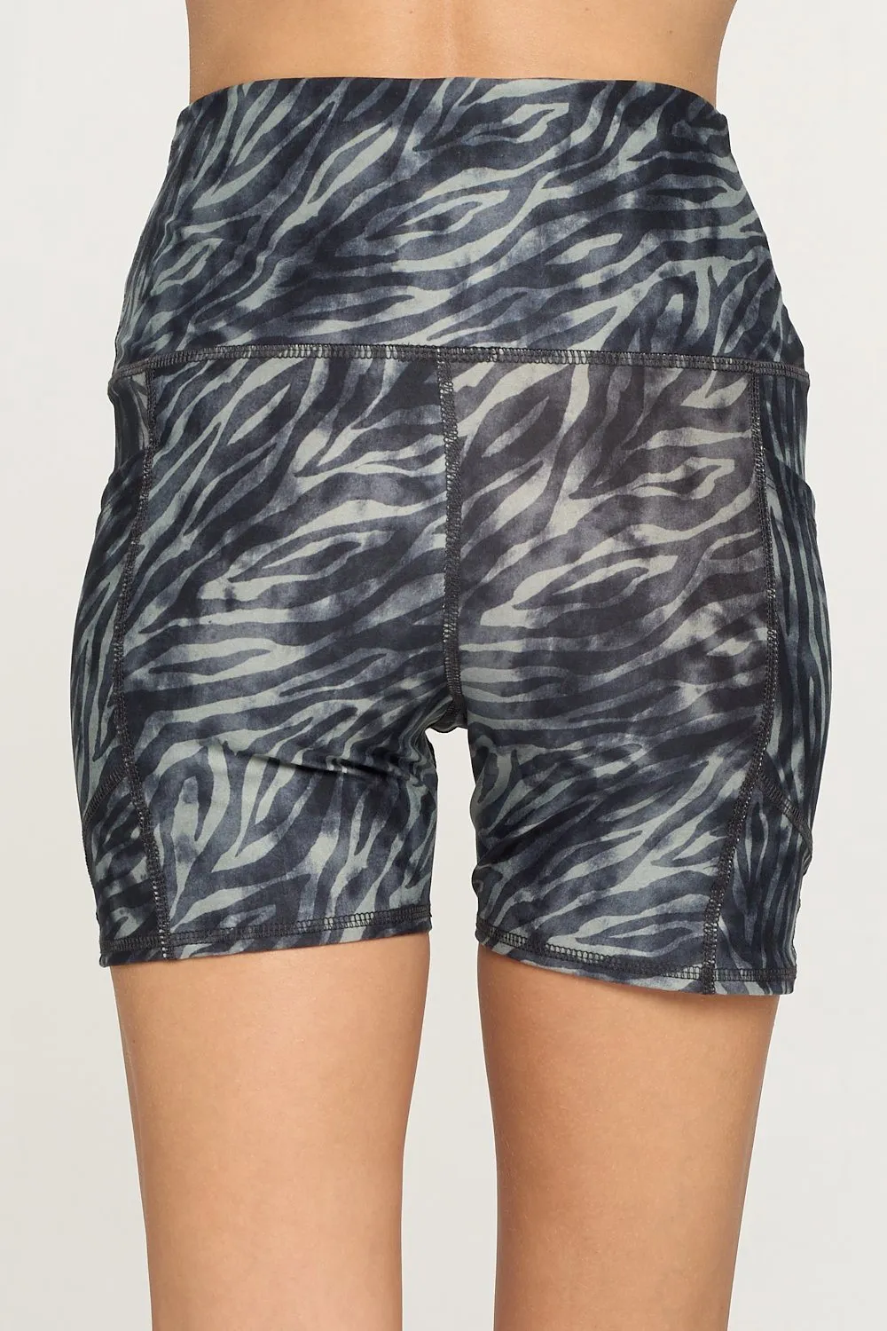 Mia Shorts - Zebra w Pockets 5" (High-Waist)