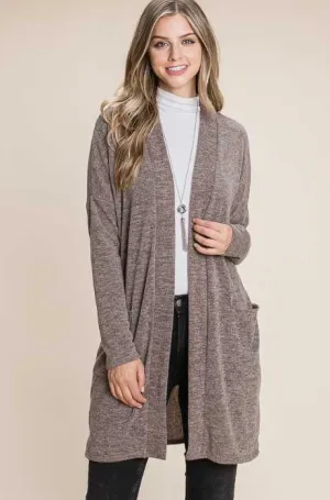 Midweight Mocha Heather Cardigan