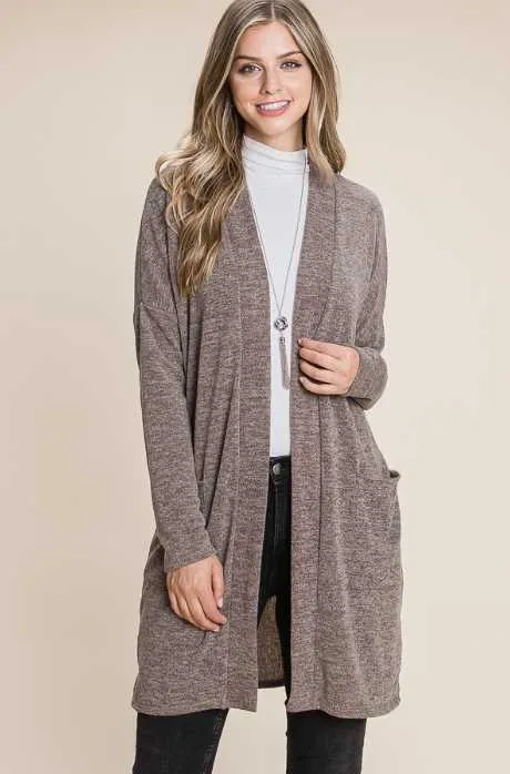 Midweight Mocha Heather Cardigan