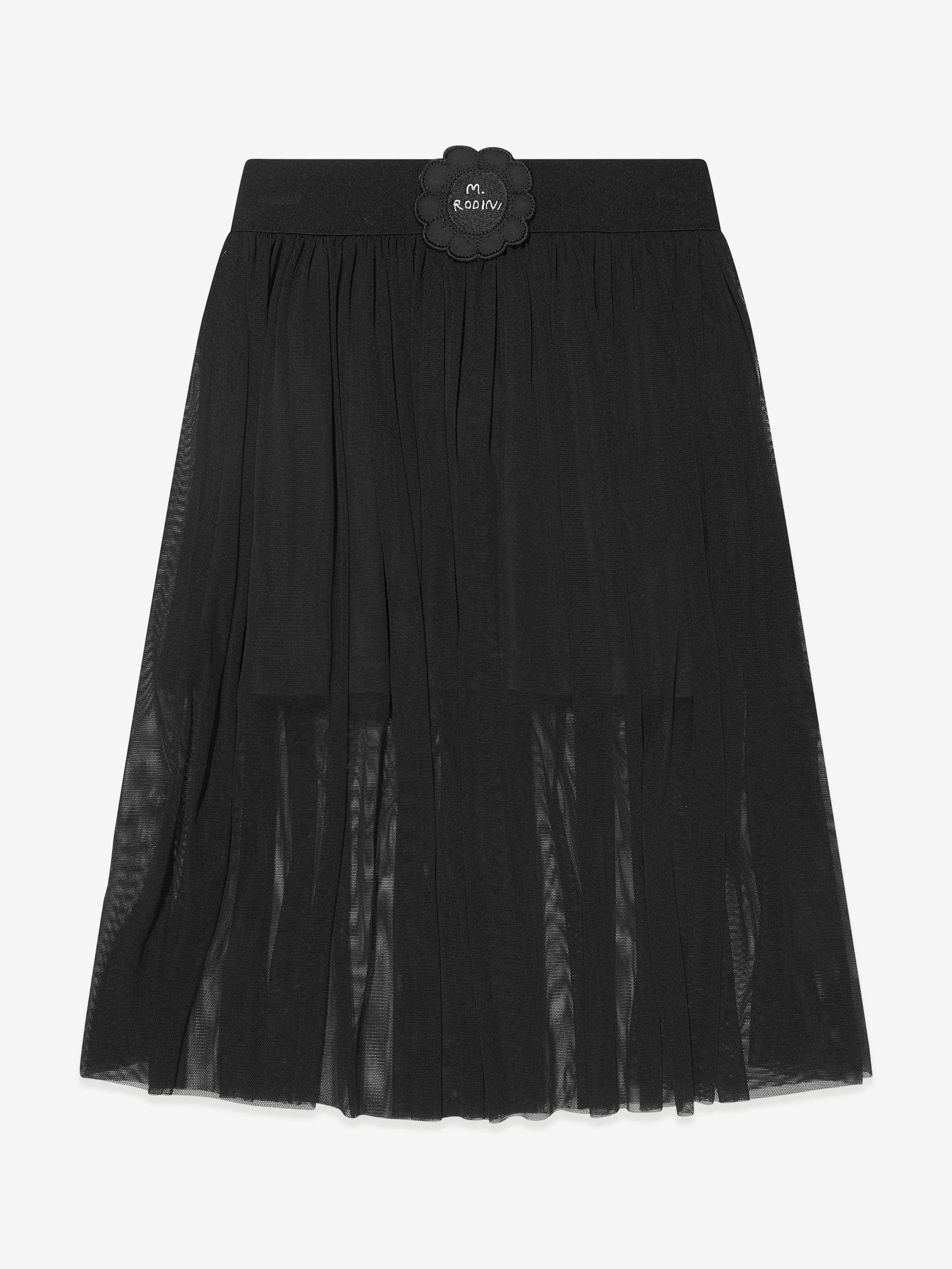 Mini Rodini Girls Bat Flower Tulle Skirt in Black