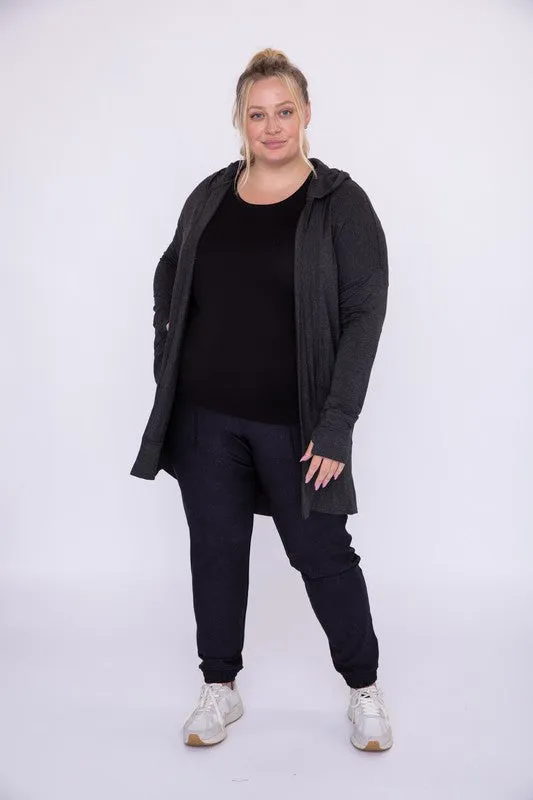 Mono B Curvy Longline Hooded Cardigan with Pockets