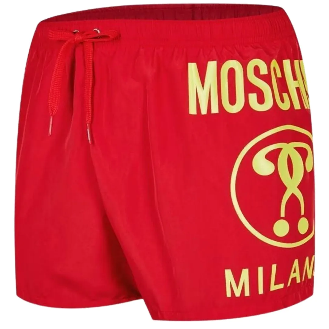 Moschino Large Milano Logo Red Short Swim Shorts