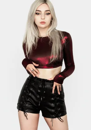Mosh Faux Leather Lace Up Shorts