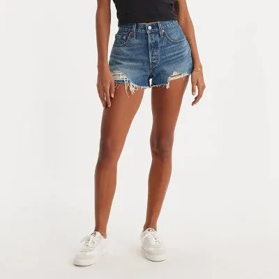 New - Levi's 501 Original Fit High-Rise Women's Jean Shorts - Darn It Now 28