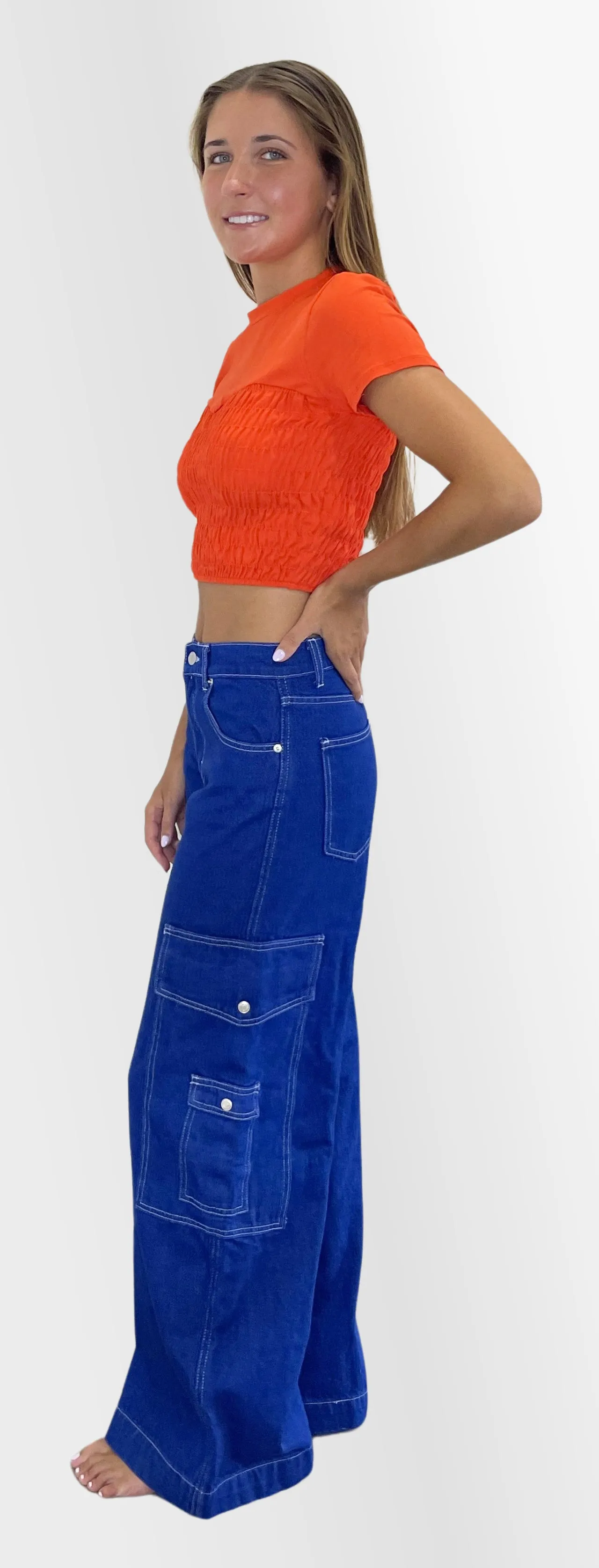 New Look Low Rise Denim Cargo Pants