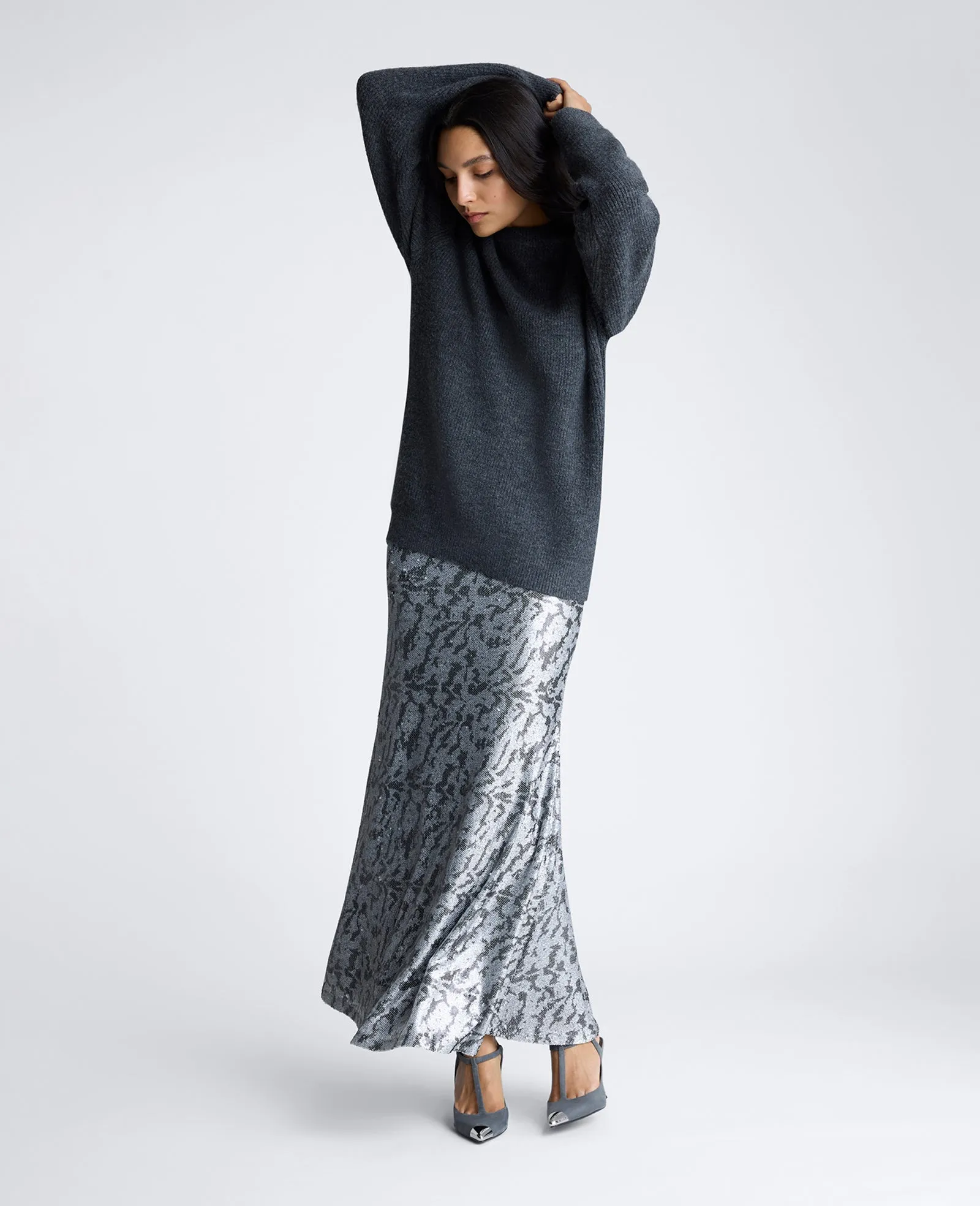 Novelty Sequin Maxi Drama Skirt