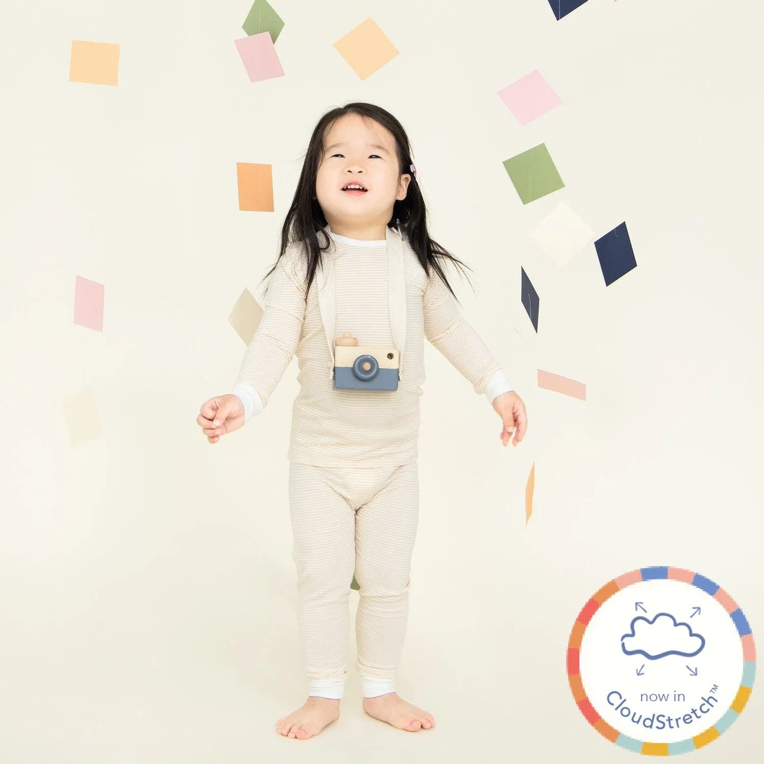 orange skinny stripe CloudStretch™ magnetic kids pajama set