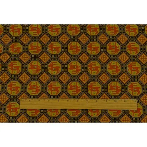Orange/Multi Vintage 1950s Reindeer Print Shirting Fabric