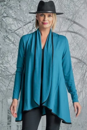 Paula Ryan Easy Fit Panelled Cardigan - Kingfisher/Black