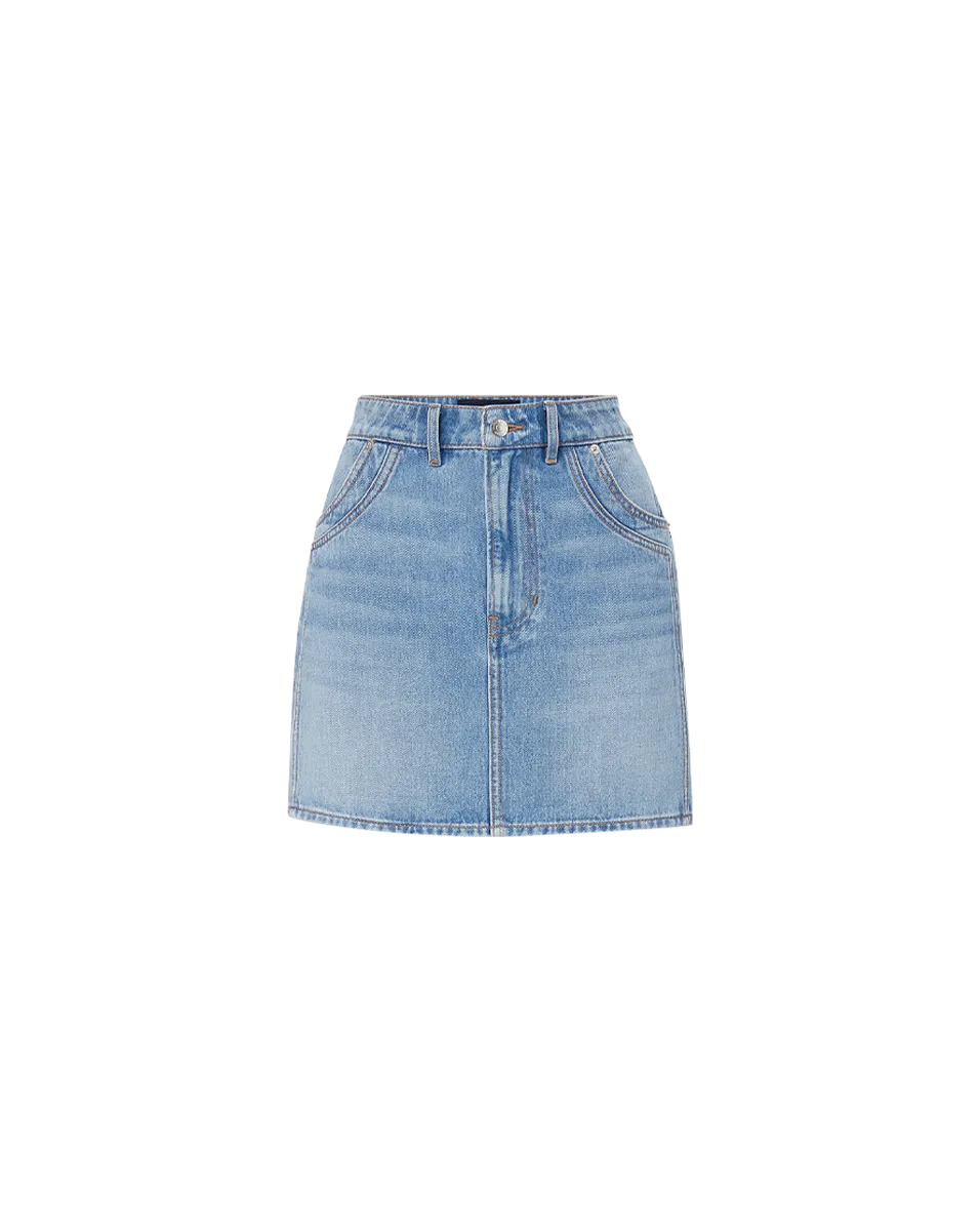 Raundi Double-Seam Denim Skirt