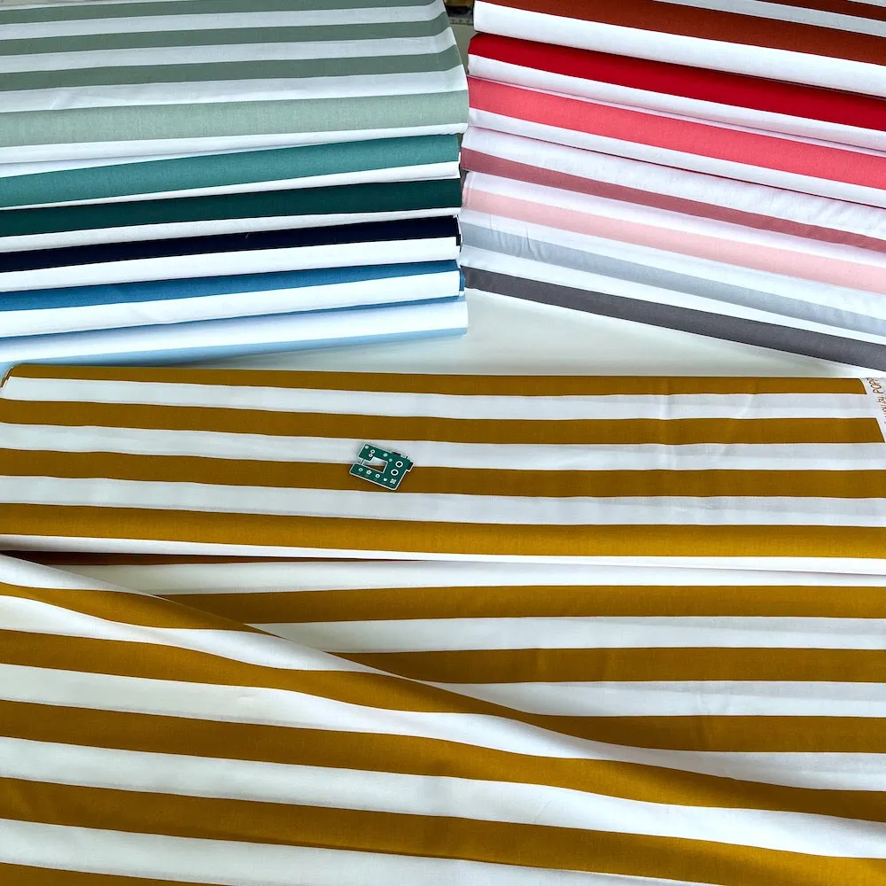 Remnant of 25mm Beach Stripe - Cotton Poplin - Mustard (77cm)