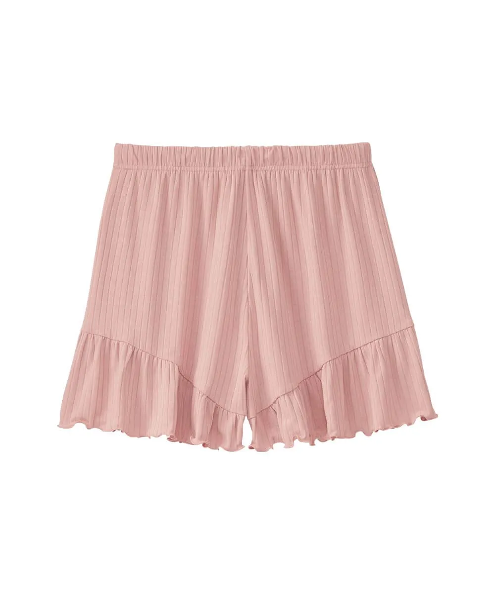 Rib Frill Camisole Cardigan Shorts 3-piece set