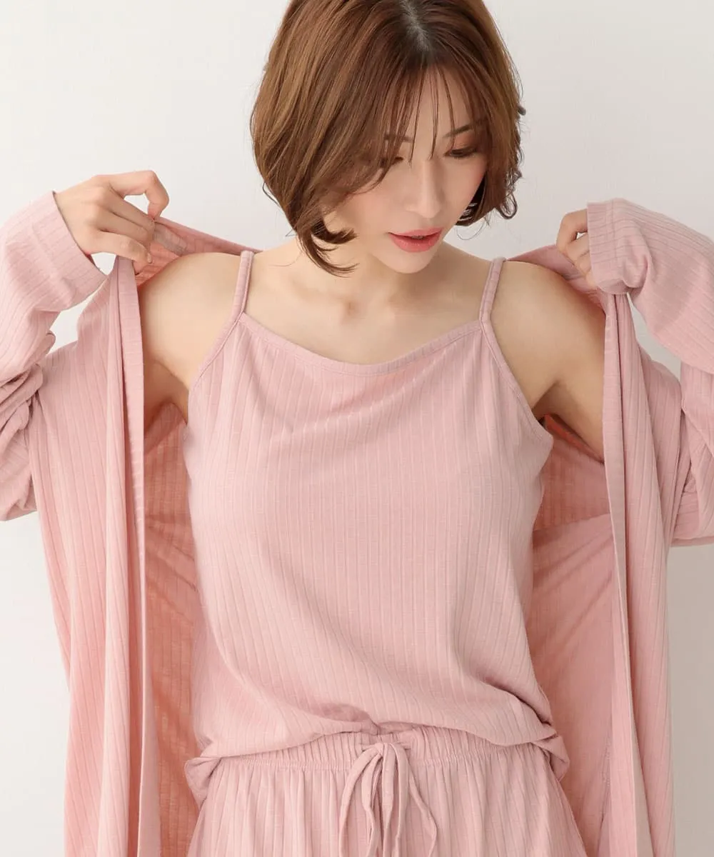 Rib Frill Camisole Cardigan Shorts 3-piece set