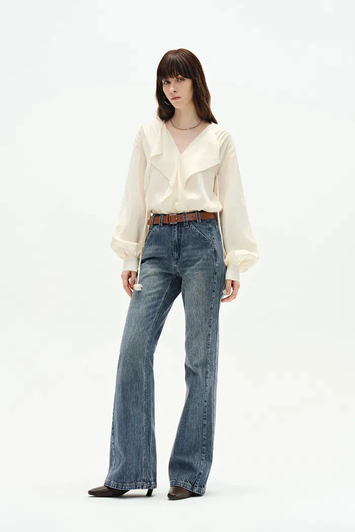 Sabrina Washed Jeans in Cotton Denim