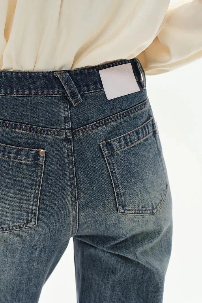 Sabrina Washed Jeans in Cotton Denim