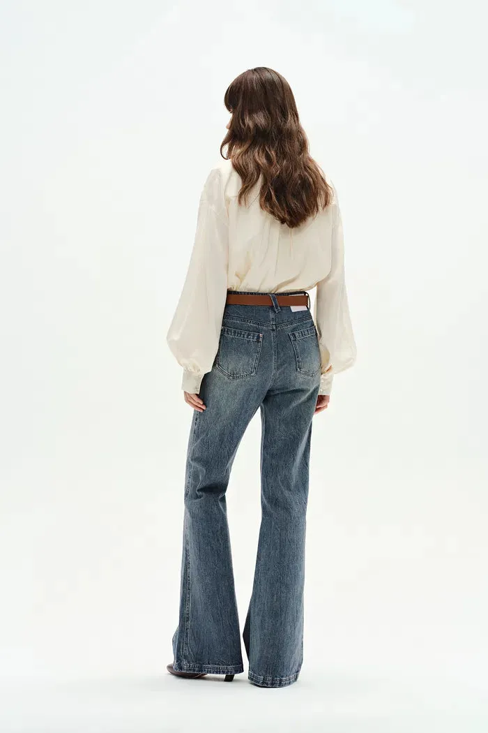 Sabrina Washed Jeans in Cotton Denim