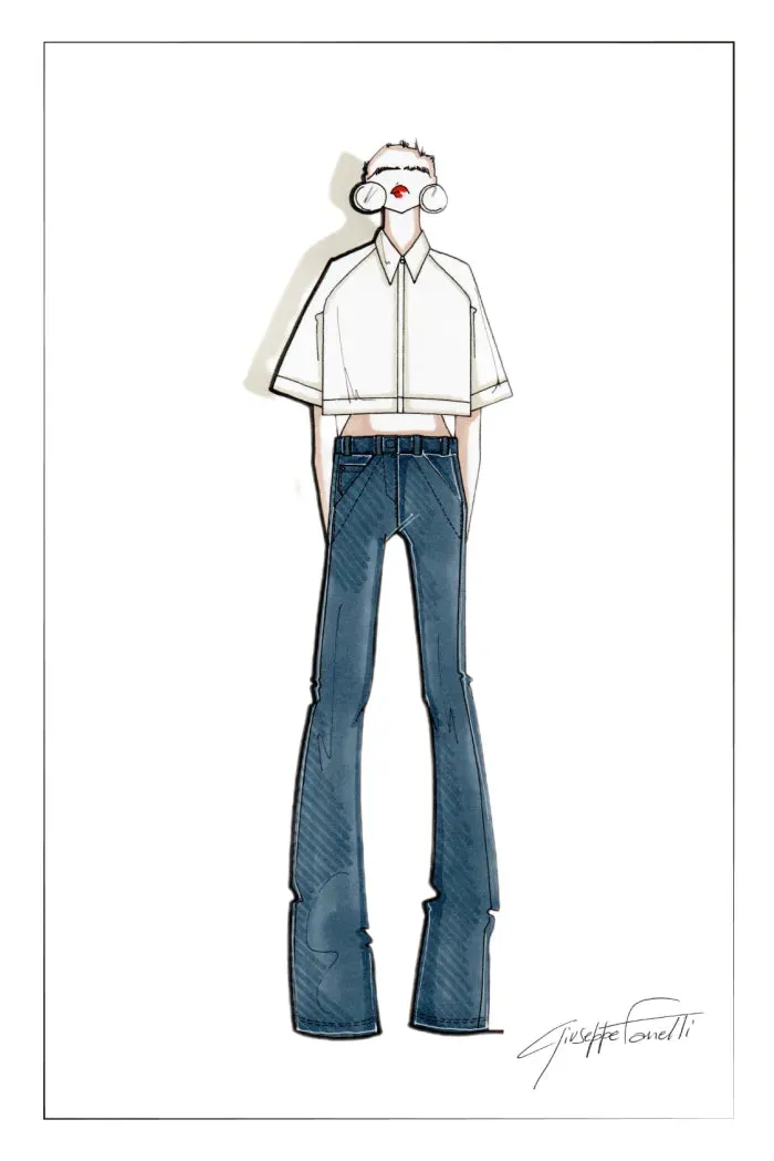 Sabrina Washed Jeans in Cotton Denim
