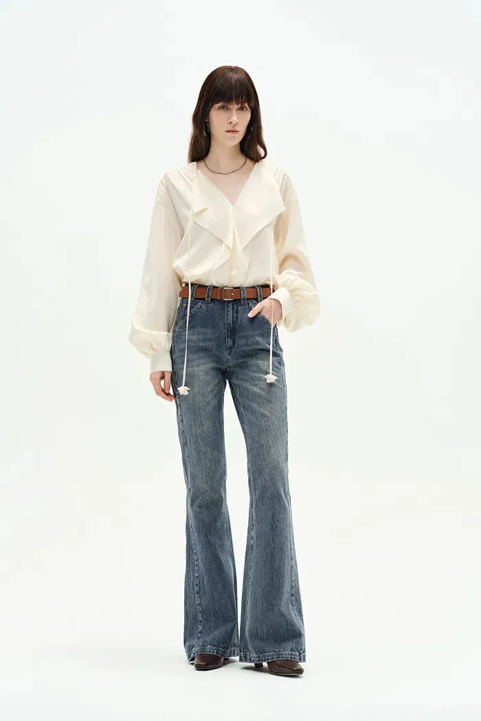 Sabrina Washed Jeans in Cotton Denim