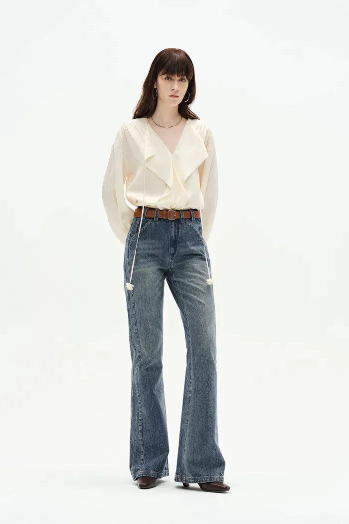 Sabrina Washed Jeans in Cotton Denim