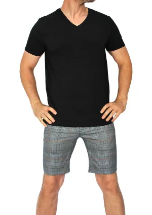 Slim Fit 5-Pocket Short - 8.5" Inseam (Navy Plaid)