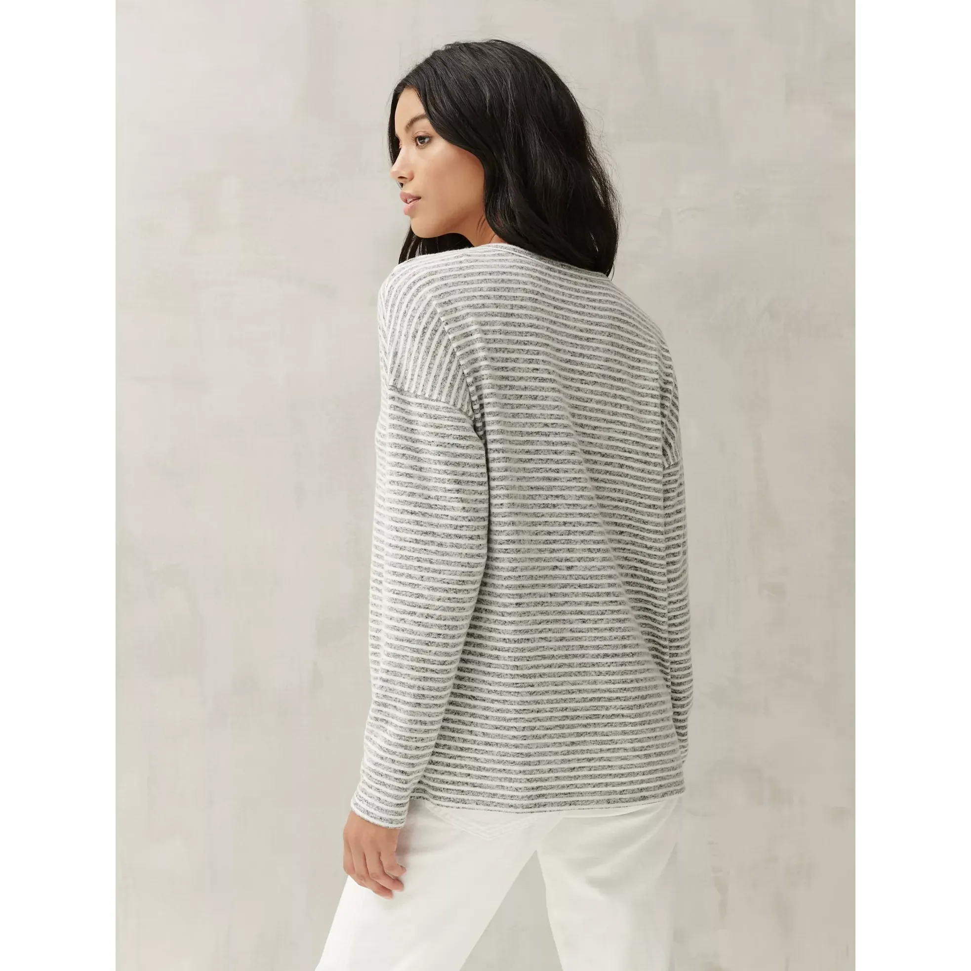 Stripe Cloud Jersey V-Neck Top