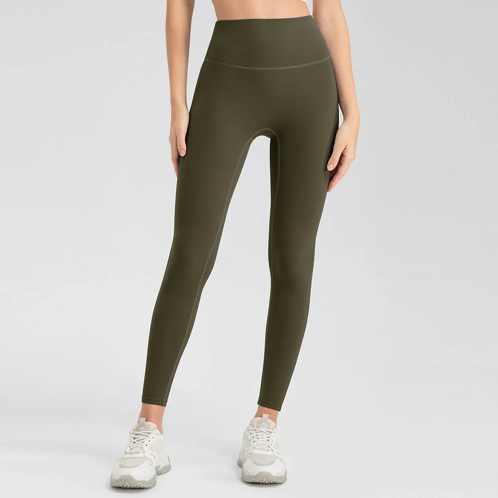 Summer Yoga Pants Women High Waist Peach Hip Nude Feel Breathable Tights Fitness Running Sports Ninth Pants